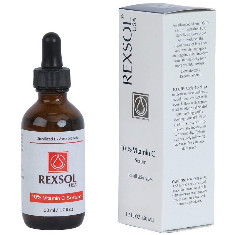 REXSOL 10% Vitamin C Serum Anti-wrinkle Firming | With Hyaluronic Acid, Chamomile Extract & Grape Seed Extract | Prevent photo-aging | Provides antioxidant protection. (50 ml / 1.7 fl oz) - Image 5