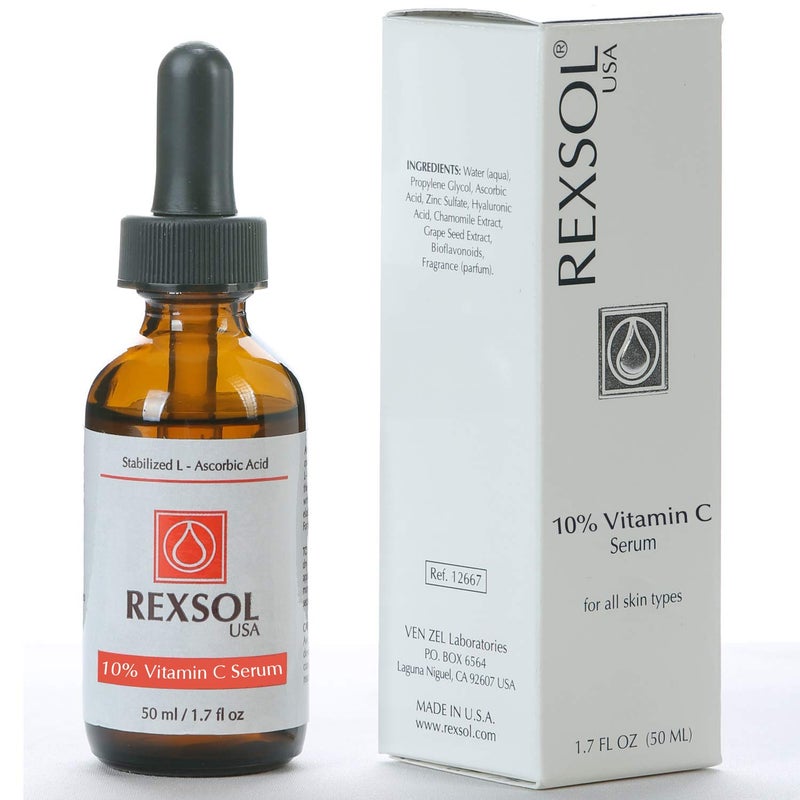 REXSOL 10% Vitamin C Serum Anti-wrinkle Firming | With Hyaluronic Acid, Chamomile Extract & Grape Seed Extract | Prevent photo-aging | Provides antioxidant protection. (50 ml / 1.7 fl oz) - Image 2