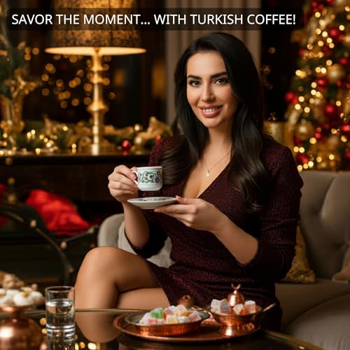 Erbulus 12 Oz Copper Turkish Greek Arabic Coffee Pot with Fortune App and Wooden Handle (4 cups), Cezve, Ibrik, Briki Greek Coffee Pot, Hammered Turkish Coffee Maker - Image 2