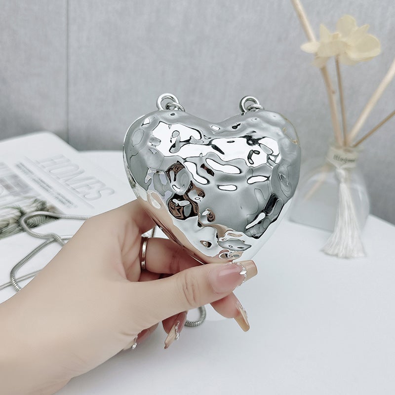 Autumn 2024 New Acrylic Hand Shoulder Crossbody Mini Bag Bow Flower Love Fashion Womens Bag Love silver