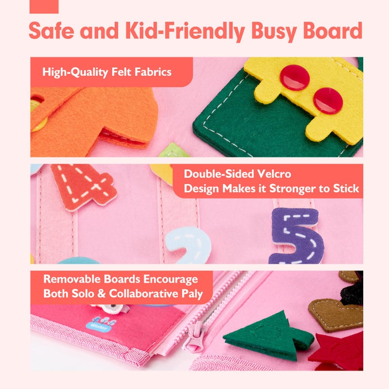 hahaland Busy Board for Toddlers Boys Girls Montessori Toys for 3+ Year Old Preschool Educational Learning Activities Toddler Travel Toys for Ages 3 4 5 with Life Skill Number Color Weather - Image 5