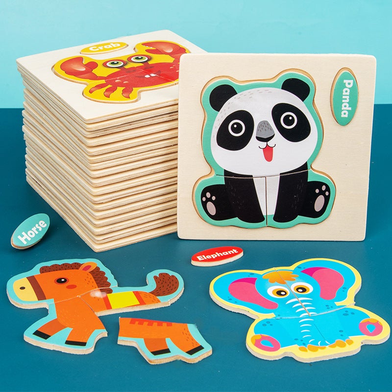 Wooden Animal Car Three-Dimensional Puzzle Boys And Girls Baby Hand Grasp Matching Puzzle Puzzle Puzzle Toy 1-2-3-4 Years Old - Image 2