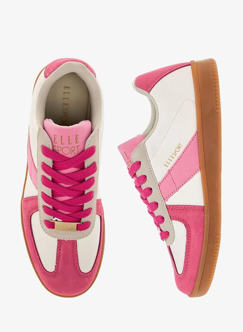 ELLE Women's Colourblock Sneakers with Lace-Up Closure