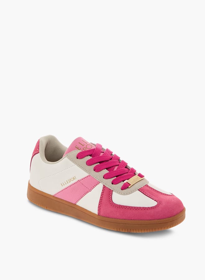 ELLE Women's Colourblock Sneakers with Lace-Up Closure  - Image 1