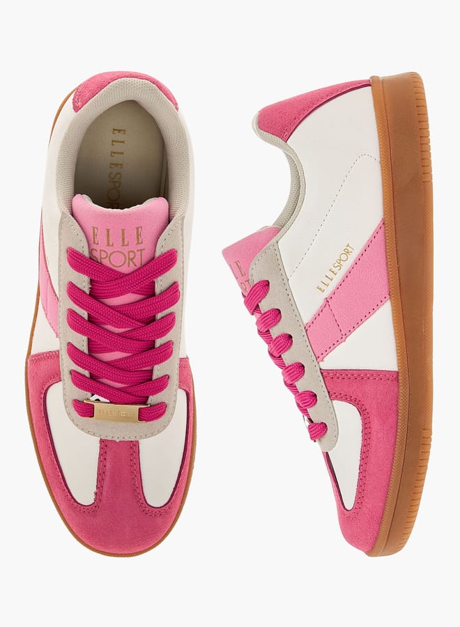 ELLE Women's Colourblock Sneakers with Lace-Up Closure  - Image 2
