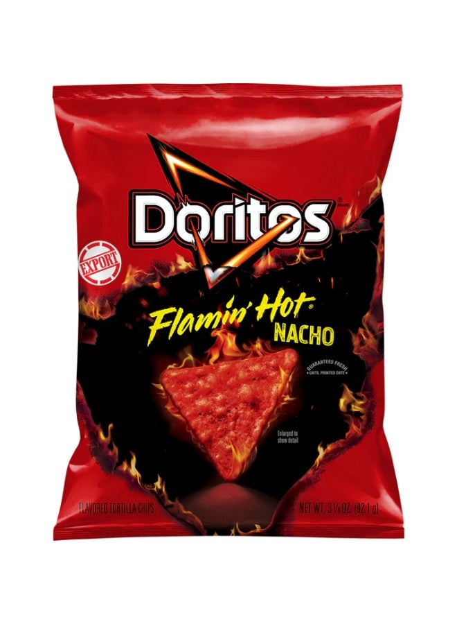 Doritos Flamin’ Hot Nacho Tortilla Chips 92g (Pack of 5) – Spicy Crunchy Snack - Image 1