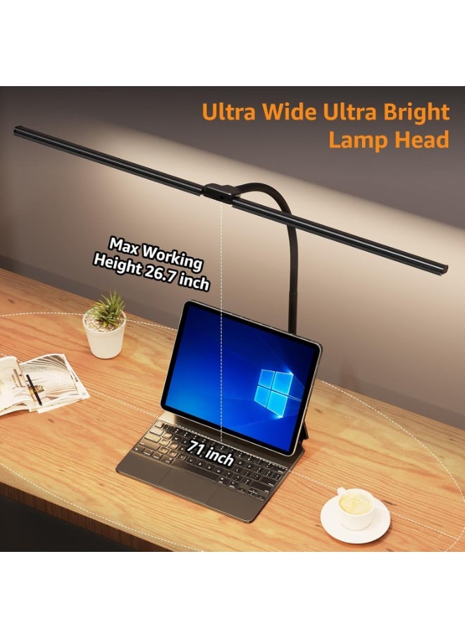 Smart Double Head LED Desk Lamp with Remote Control for Home Office,  Desk Light with Clamp, 10/45 Minutes Timer, 5 Lighting Modes, Sensitive Control, Stepless Dimming Adjustable Flexible Gooseneck, for Reading, Study, Workbench
