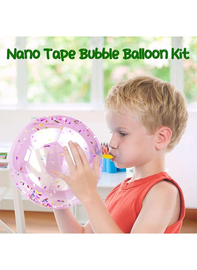 null - نانو شريط لاصق فقاعة مجموعة، 3M × 2Pcs نانو شريط لاصق البالونات ضخ، 10pcs قش، 1pcs ملصقات، ملصقات، 12 أنواع من الضوء، نانو شريط لاصق الفقاعات البلاستيكية السحرية البلاستيك فقاعة DIY مجموعة العملية (الأبيض + الوردي) - Image 1