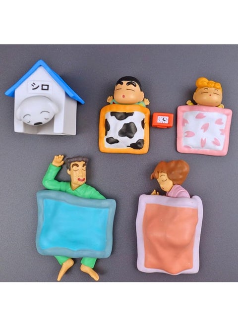 Blue Aura Shinchan Action Figure Miniatures Set of 5 Toy Size - 3.5-8CM Miniature Figures Toys PVC Multicolour | Shinchan Shiro Set