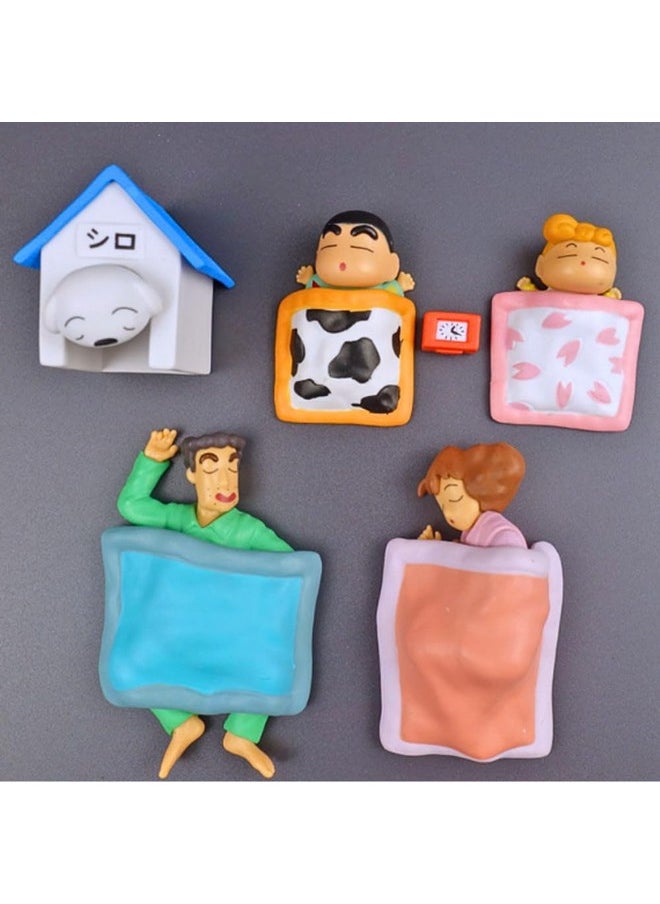 Blue Aura Shinchan Action Figure Miniatures Set of 5 Toy Size - 3.5-8CM Miniature Figures Toys PVC Multicolour | Shinchan Shiro Set