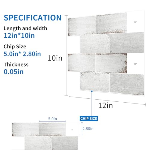 Artemuro 10Sheet Upgraded Backsplash Tiles Peel and Stick 12x10 Stick on Wall Tiles Self Adhesive Tile Stickers for Kitchen Back Splashes Grunge Off White - Image 3