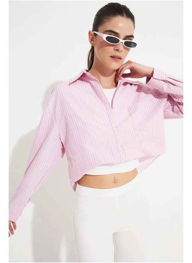 جون June Women Cotton Blend Garni Detail Shirt Pink