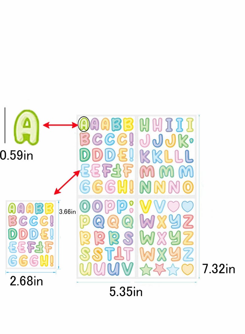 8 Sheets Alphabet Stickers 960 Stickers Letter for Crafts, Color Letters Stickers Waterproof, ABC Vinyl Self-Adhesive Sticker, for Labels,Store Signs, Adhesive Lettering DIY Mailbox House Numbers