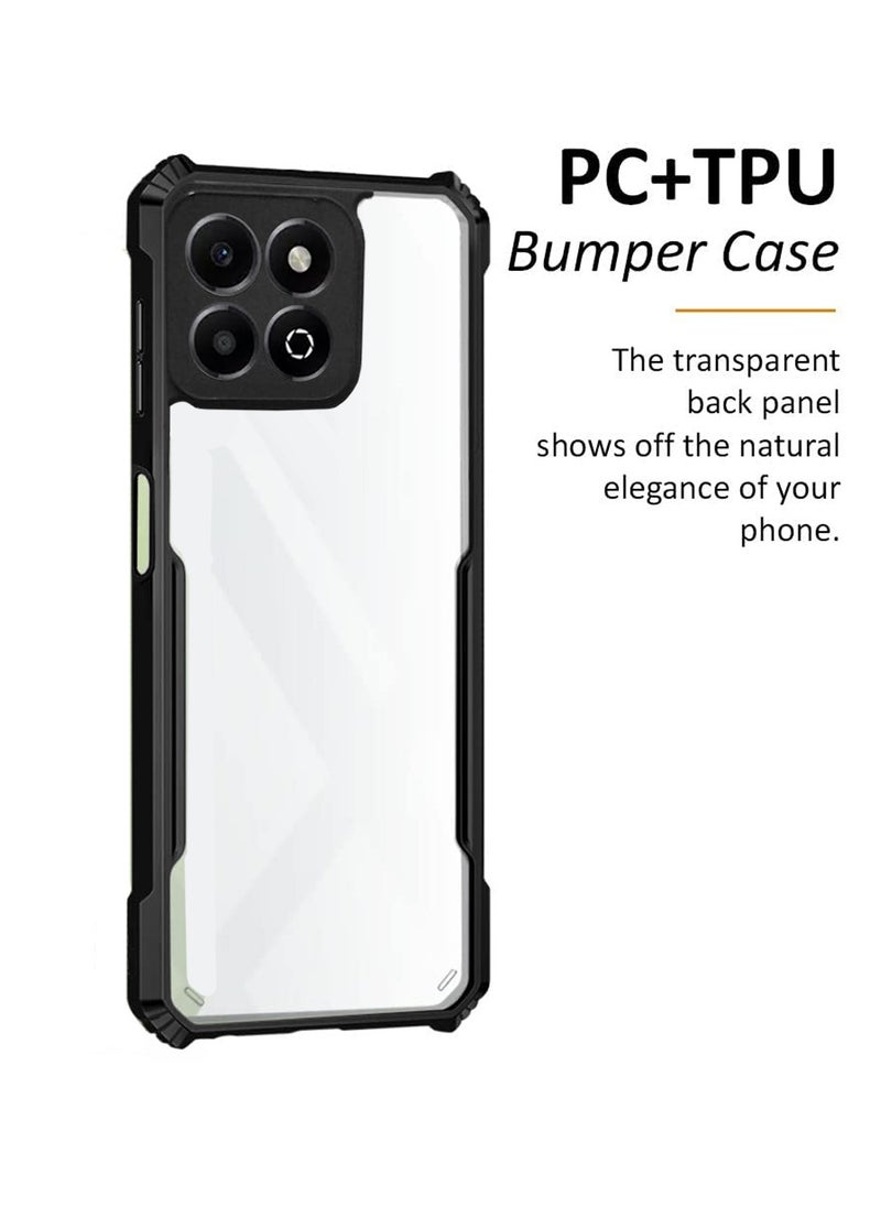 Wtech Honor X7c 4G 2024 Hybrid TPU Silicone with Raised Armour Bumpers Slim Case Cover - Black  - Image 2