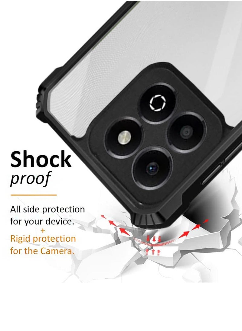 Wtech Honor X7c 4G 2024 Hybrid TPU Silicone with Raised Armour Bumpers Slim Case Cover - Black  - Image 4