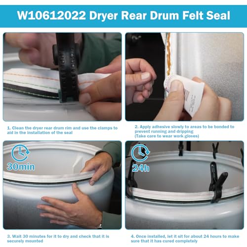 superbobi Improved W10612022 Dryer Rear Drum Felt Seal Replacement - Compatible with Whirlpool Crosley Amana Maytag Kenmore Dryers- Replace AP5737110 PS8691753 AP3094267 PS334327 W10389561 Dryer Felt Seal - Image 5