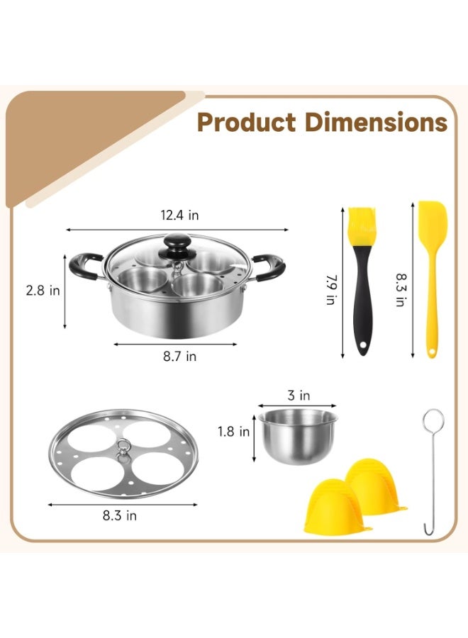 Bukela Egg Poacher Pan Nonstick 4 Eggs, Poached Egg Cooker, Poached Egg Pan, Stainless Steel Egg Poacher, Includes Stainless Steel Pot, 4 Cups, Silicone Brush & Spatula, Suitable for Multiple Stove Types (without coating) - Image 2
