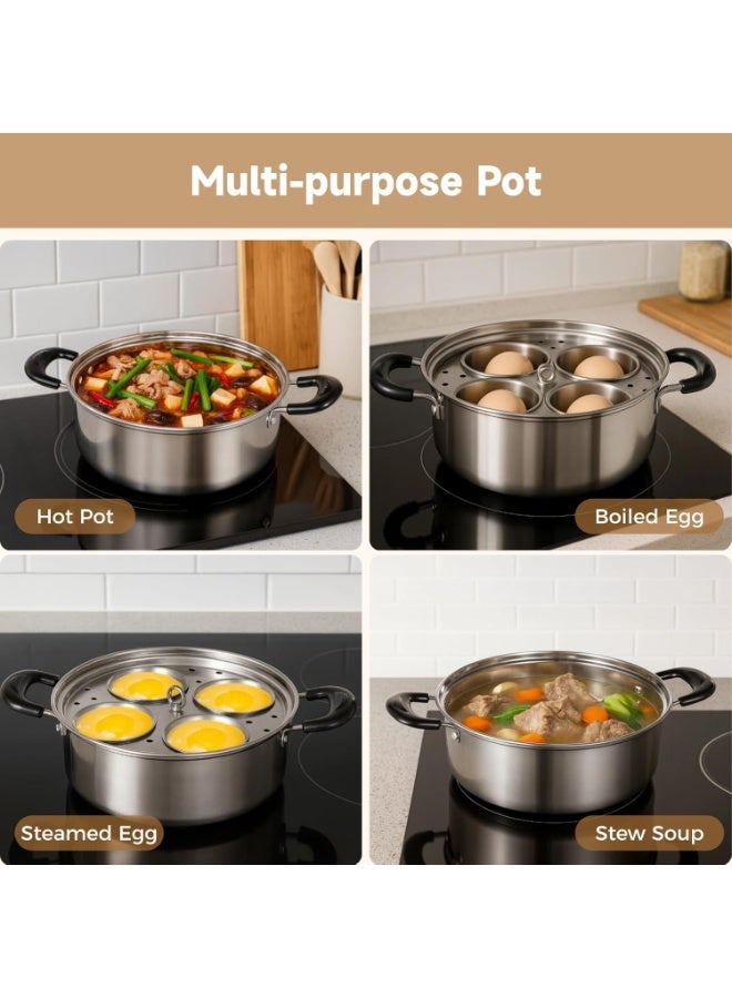 Bukela Egg Poacher Pan Nonstick 4 Eggs, Poached Egg Cooker, Poached Egg Pan, Stainless Steel Egg Poacher, Includes Stainless Steel Pot, 4 Cups, Silicone Brush & Spatula, Suitable for Multiple Stove Types (without coating) - Image 3