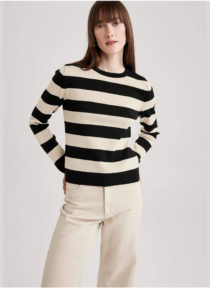 DeFacto Crew Neck Striped Knit Jumper