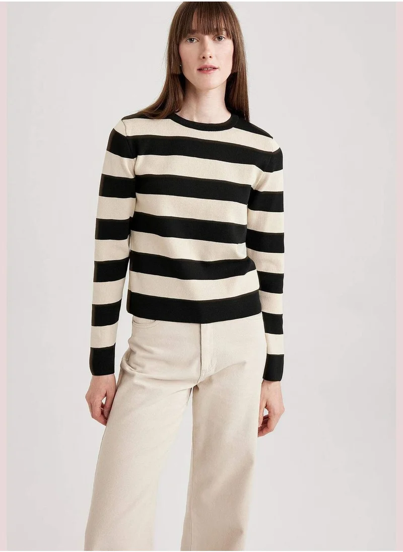 DeFacto Crew Neck Striped Knit Jumper