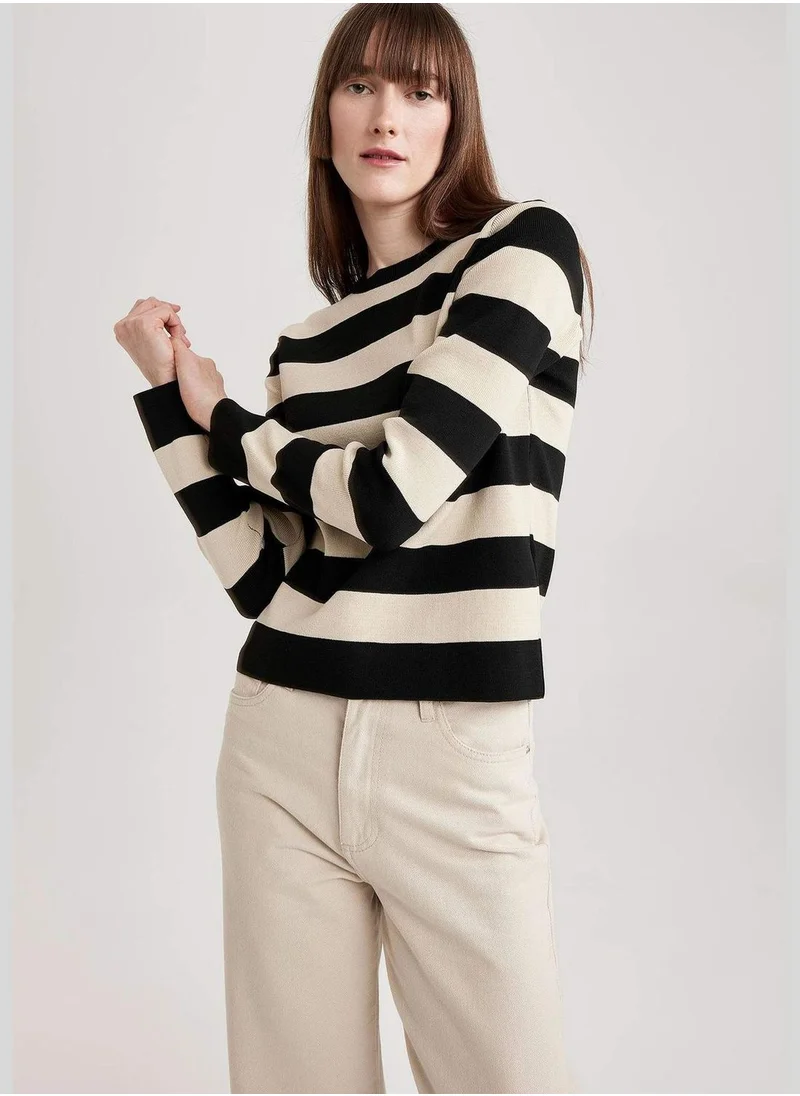 DeFacto Crew Neck Striped Knit Jumper