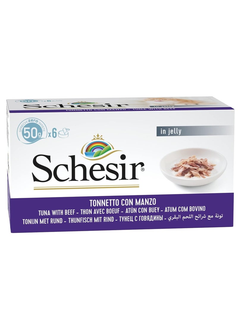Schesir Cat Multipack Can Tuna with Beef-6x50g [Weight - 6x50g]  - Image 1