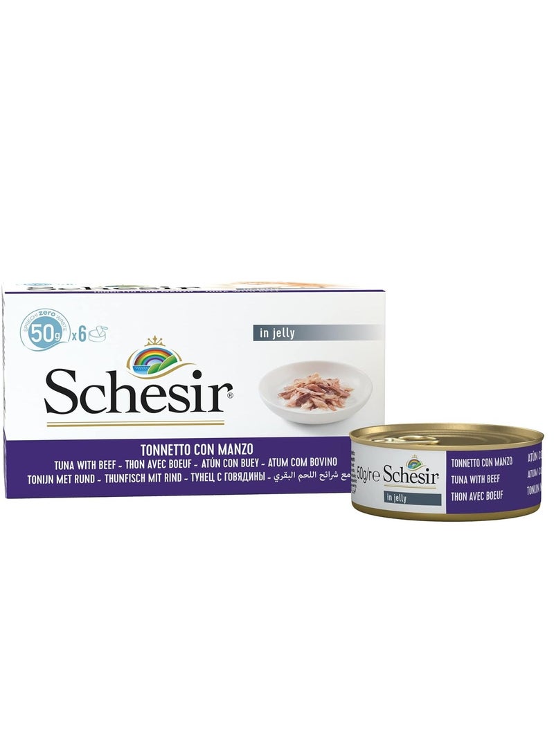 Schesir Cat Multipack Can Tuna with Beef-6x50g [Weight - 6x50g]  - Image 2
