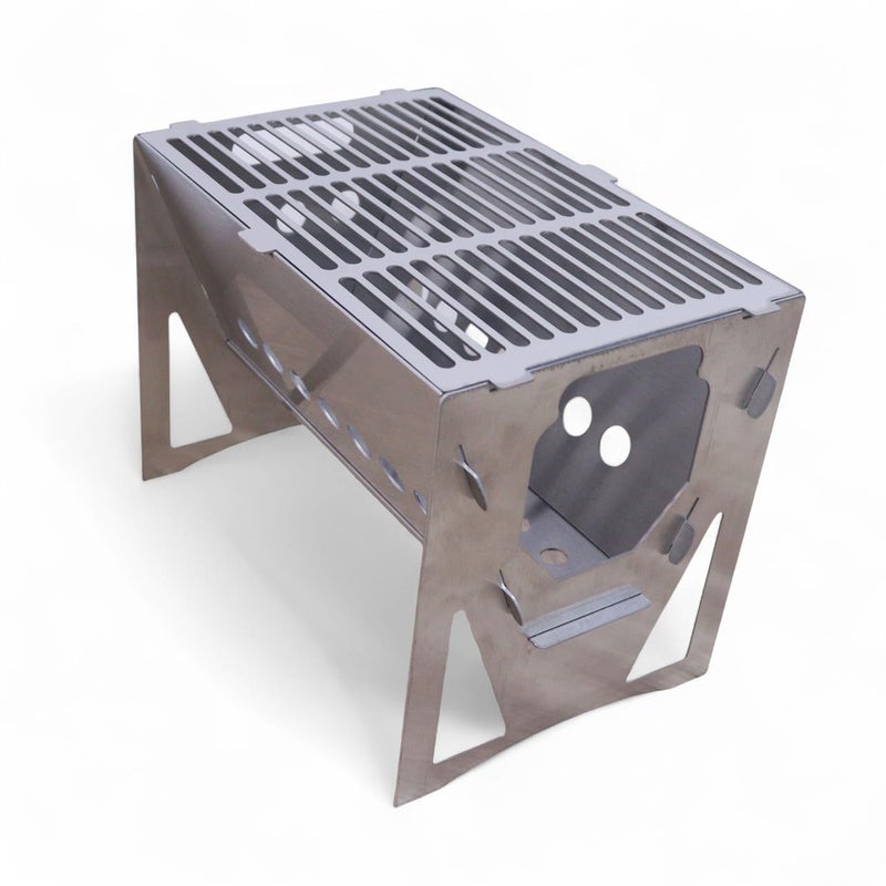 SOLWET Small Size Stainless Steel Portable Foldable Wood Burning VDCSBBQ220 Barbeque Tandoor, Camping, Campfire Stove with Grill for Hiking, Picnic, BBQ, Outdoor Cooking (22 x 15 x 18 cm) - Image 1