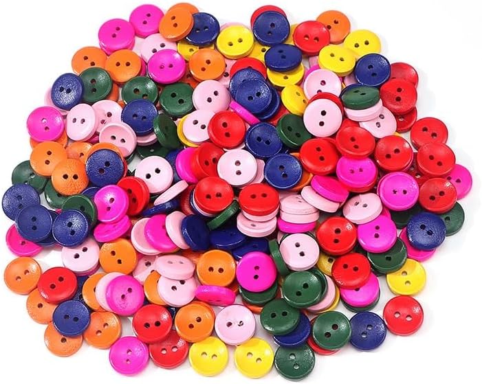 Buttons for Clothes, Button,Buttons, 100Pcs Mixed Colorful Wood 2 Holes Round for Sewing Scrapbooking Crafts(Mixed Colorful,12.5mm)