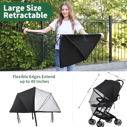 DUOMI 2-in-1 Stroller Sun Shade and Mosquito Net Cover - Universal Breathable Baby Cover With Two-Way Zipper for Extender - Image 2