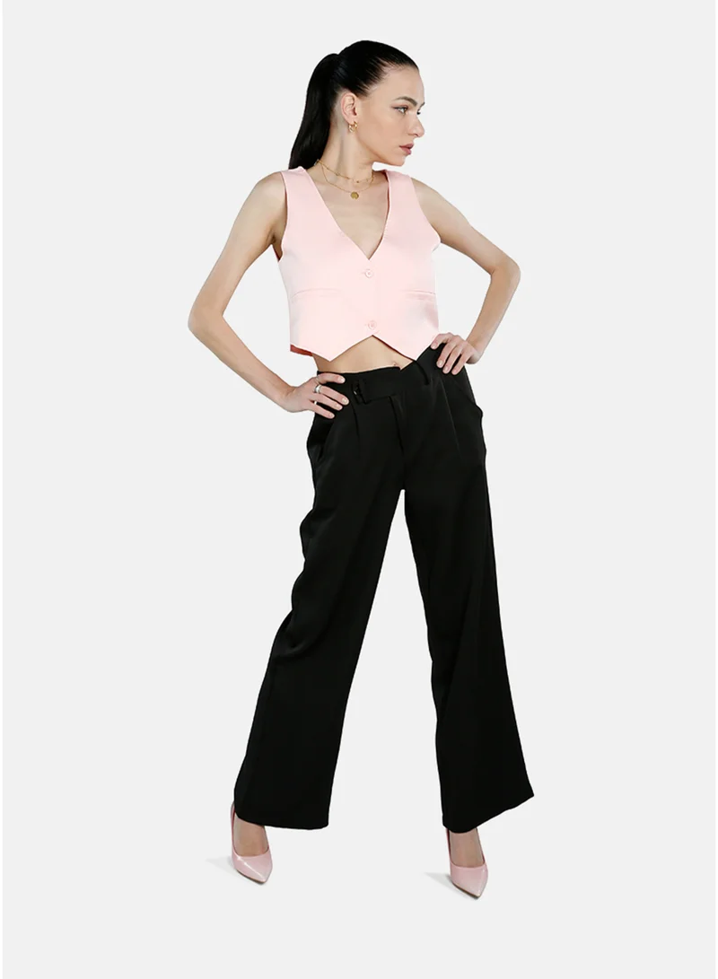 London Rag London rag Women's Pink Solid Button Down Vest