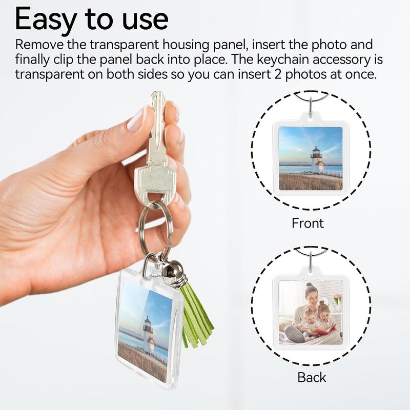 Philbinden 20 Set Acrylic Photo Keychain-Clear Picture Frame Keychain with Tassels - Image 5