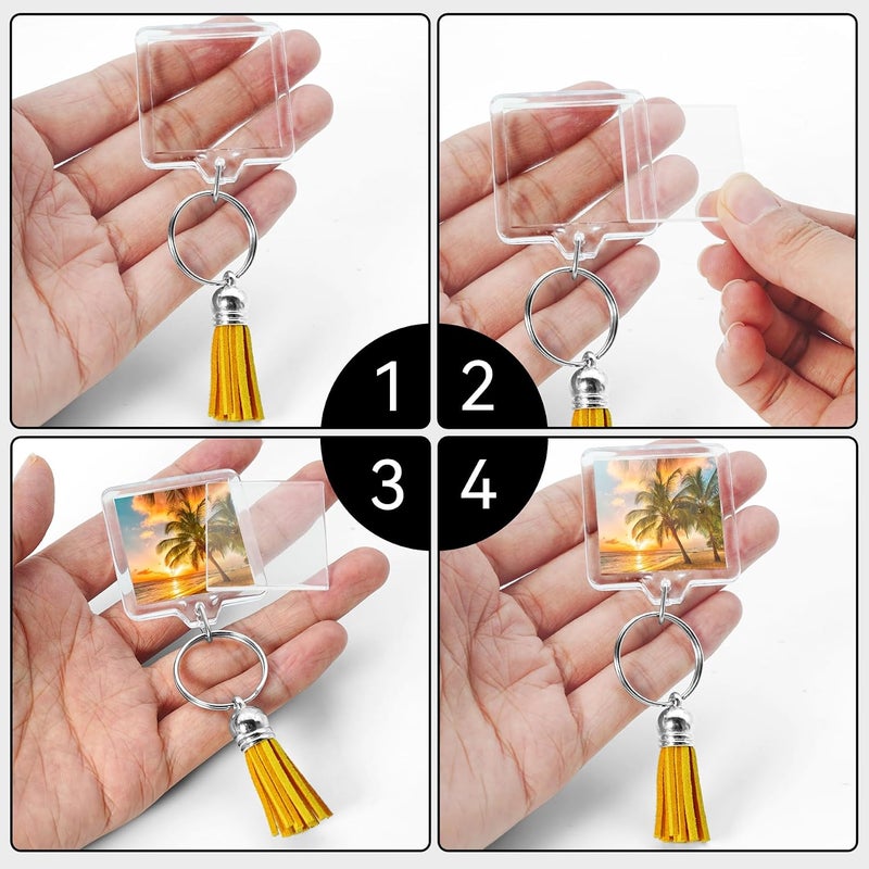 Philbinden 20 Set Acrylic Photo Keychain-Clear Picture Frame Keychain with Tassels - Image 4