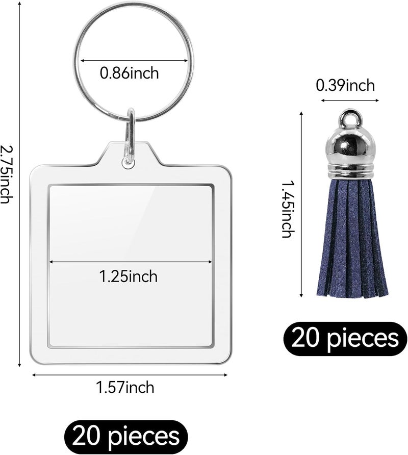 Philbinden 20 Set Acrylic Photo Keychain-Clear Picture Frame Keychain with Tassels - Image 2
