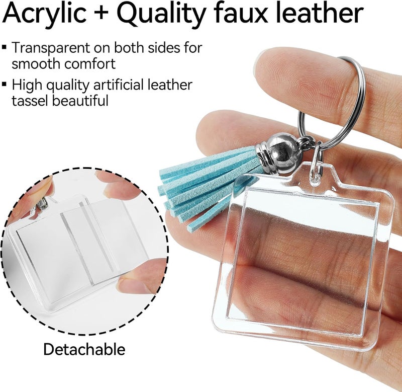 Philbinden 20 Set Acrylic Photo Keychain-Clear Picture Frame Keychain with Tassels - Image 3