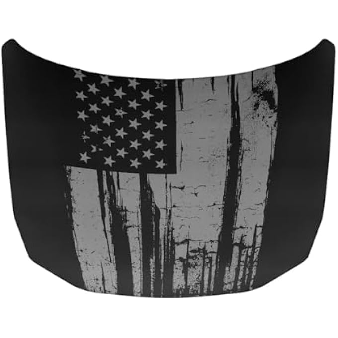 rayihni أغطية هود سيارات سوداء، غطاء هود سيارة بعلم، غطاء هود سيارة من البوليستر المرن لحماية هود السيارة بعلم أمريكي أسود وأبيض للسيارة - Image 3
