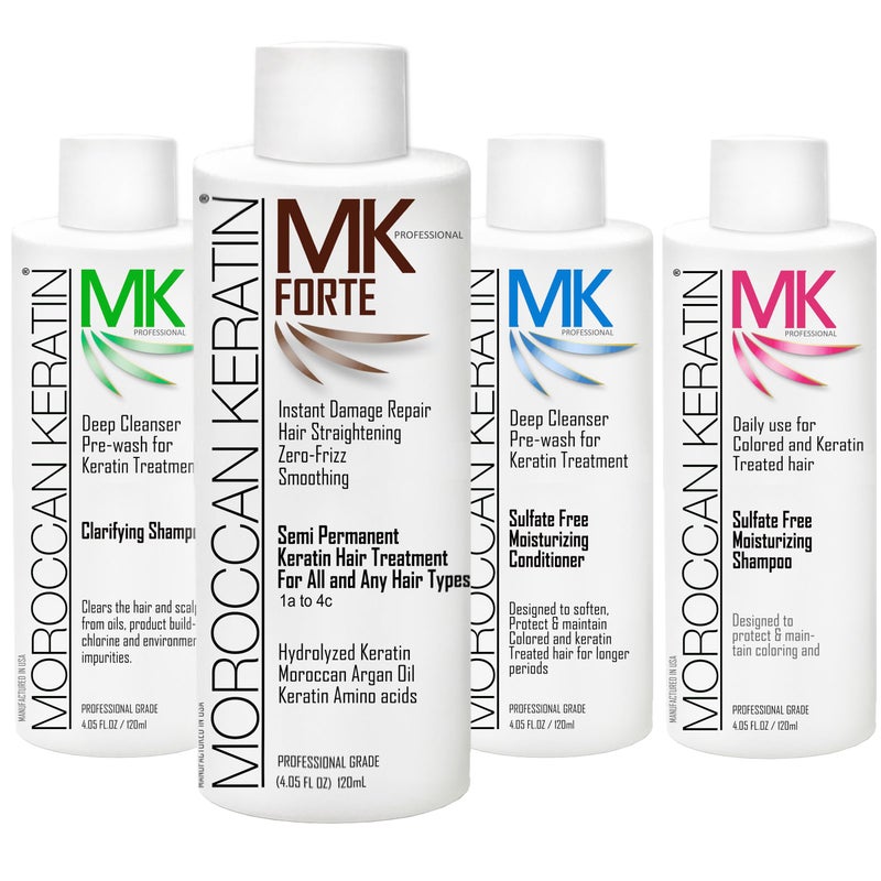 MOROCCAN KERATIN FORTE Brazilian Keratin Chocolate Keratin Hair Straightening Treatment for All Hair Types: Curly, Frizzy, Dry, Normal, Colored, Damaged, Chemically Treated - Image 1