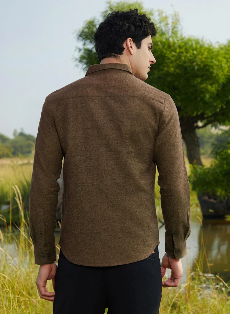 كامبوس سوترا Men's Daisy White Solid Regular Shirt