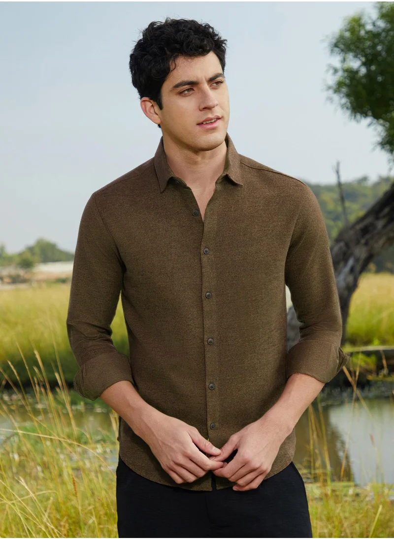 كامبوس سوترا Men's Daisy White Solid Regular Shirt