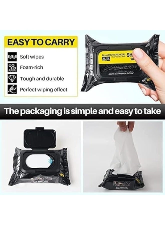 Shoe Cleaner Wipes 80 Pcs Portable Sneakers Cleaner Shoe Wipes Quickly Remove Dirt & Stains, Sneakers Cleaning Kit for Most Footwear Pack of 1 - Image 5