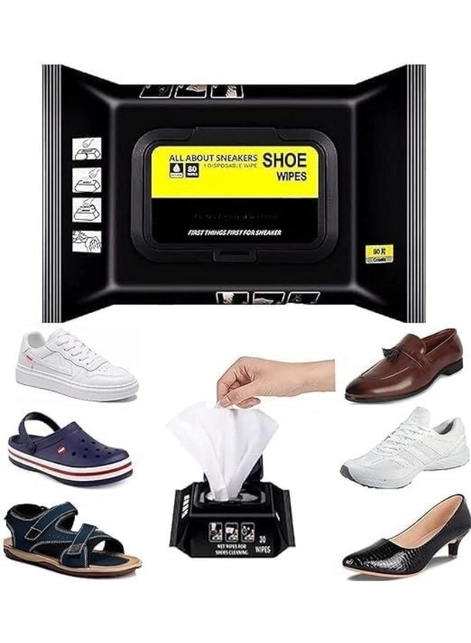 Shoe Cleaner Wipes 80 Pcs Portable Sneakers Cleaner Shoe Wipes Quickly Remove Dirt & Stains, Sneakers Cleaning Kit for Most Footwear Pack of 1 - Image 1