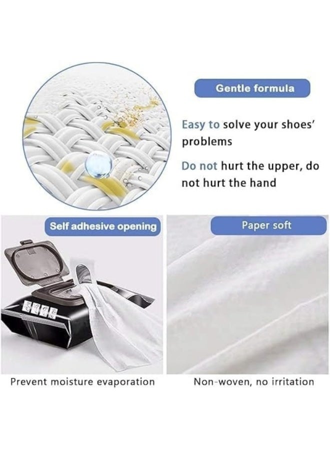 Shoe Cleaner Wipes 80 Pcs Portable Sneakers Cleaner Shoe Wipes Quickly Remove Dirt & Stains, Sneakers Cleaning Kit for Most Footwear Pack of 1 - Image 3