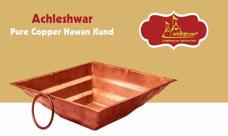 Achleshwar Pure Copper Hawan Kund for Poojan Purpose Indian Cultural Religious Item Best for Home OfficeCopperBrown13 x 13 InchAch309 - Image 4