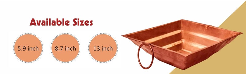 Achleshwar Pure Copper Hawan Kund for Poojan Purpose Indian Cultural Religious Item Best for Home OfficeCopperBrown13 x 13 InchAch309 - Image 5