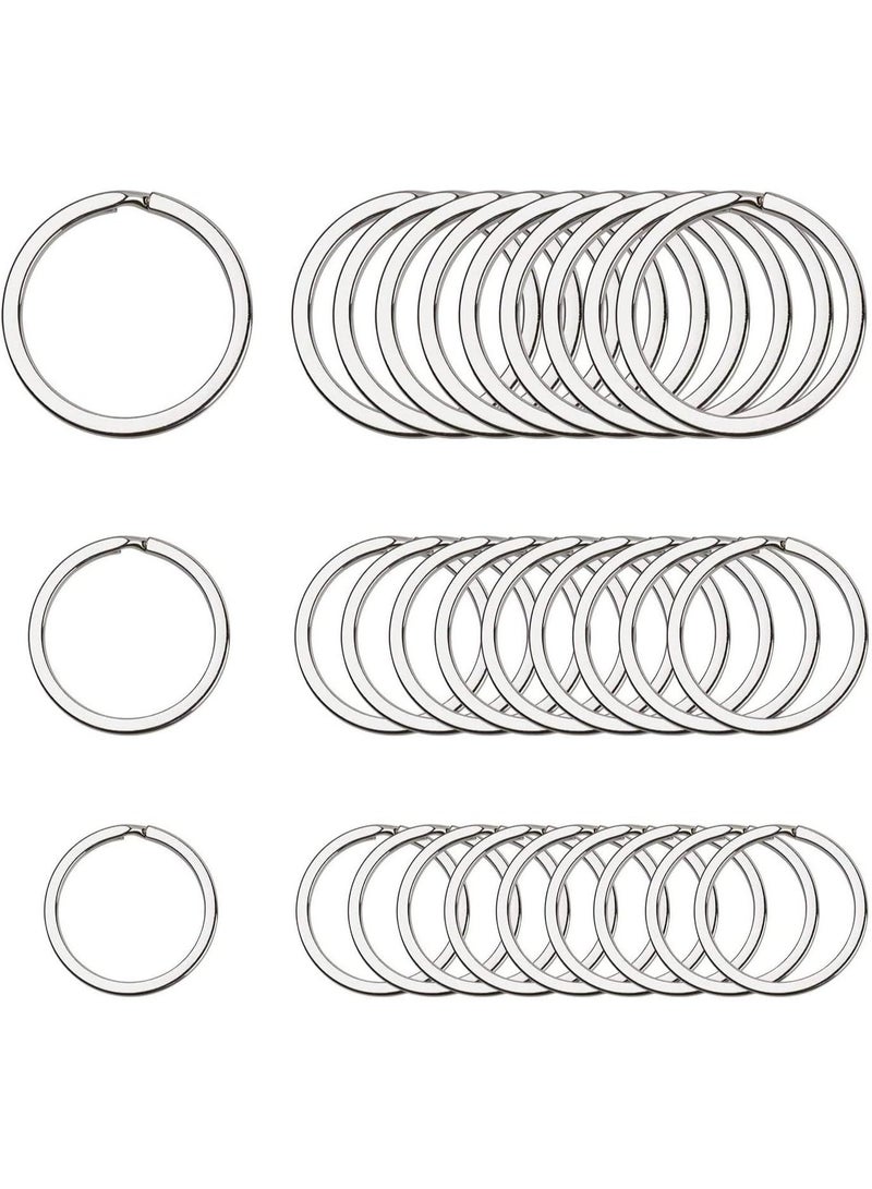 Flat Key Rings, 60 Pieces Metal Keychain Rings, Silver Jewelry Small Rings, Split Keyrings Flat O Ring in 3 Sizes for Home Car Keys Attachment, Crafts, DIY Accessories, (Silver) - Image 1