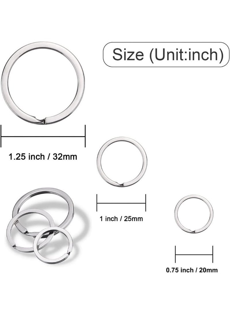 Flat Key Rings, 60 Pieces Metal Keychain Rings, Silver Jewelry Small Rings, Split Keyrings Flat O Ring in 3 Sizes for Home Car Keys Attachment, Crafts, DIY Accessories, (Silver) - Image 2