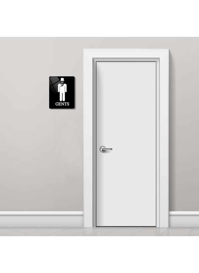 DECORITA Set of 2 Black Ladies - Gents | Glass WC Direction Sign | 14.8cm x 21cm 