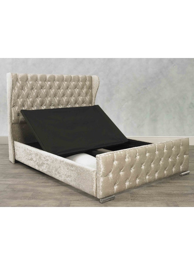 Havana Beds And Upholstery Monaco Winged Crushed Velvet Luxury Handmade Double Bed (Suitable Mattress Fit :140 Cm X 190 Cm) - Image 3
