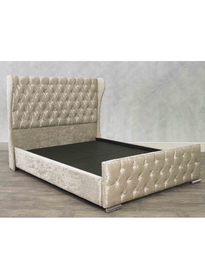 Havana Beds And Upholstery Monaco Winged Crushed Velvet Luxury Handmade Double Bed (Suitable Mattress Fit :140 Cm X 190 Cm) - Image 2