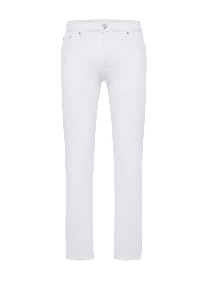 Men's White Slim Fit Jeans Denim Trousers